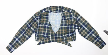 SHEIN Womens Multicoloured Plaid  Wrap Blouse Size S