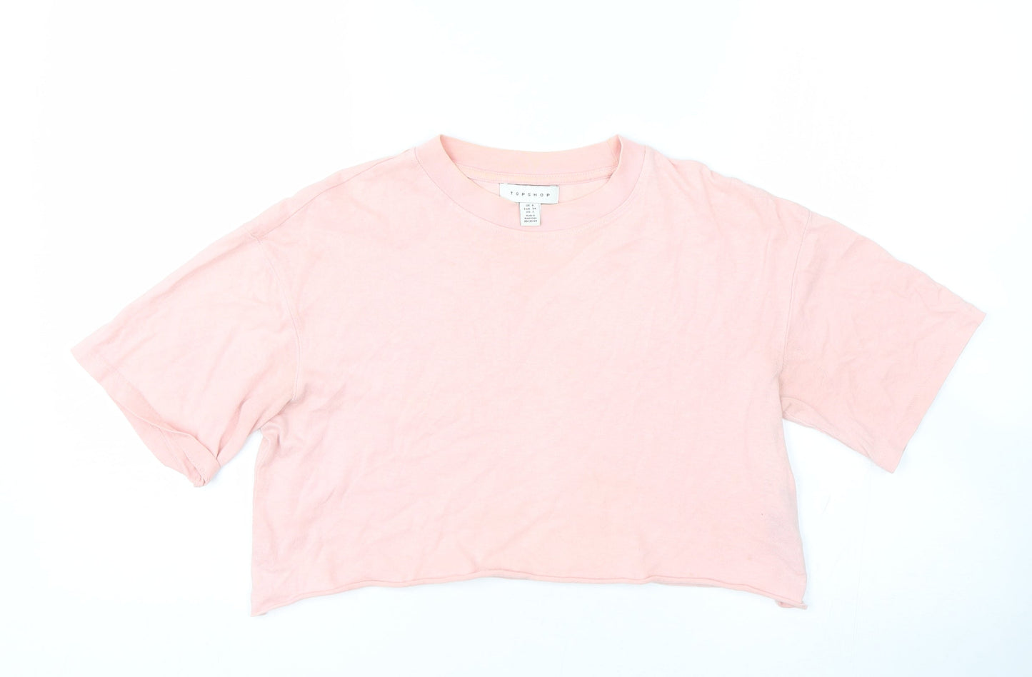 Topshop Womens Pink   Cropped T-Shirt Size 6