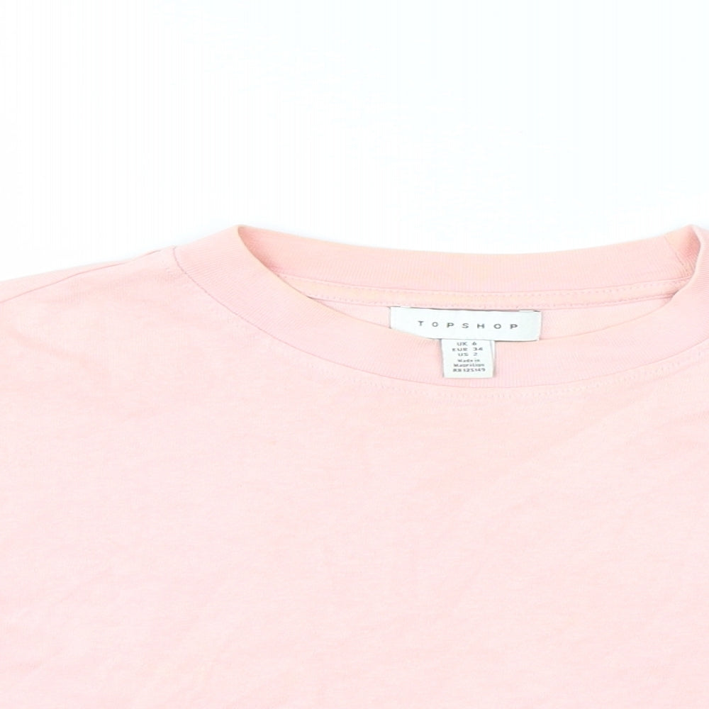 Topshop Womens Pink   Cropped T-Shirt Size 6