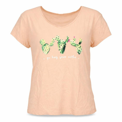 Front view of Atmosphere women’s pink basic t-shirt, size UK 12
