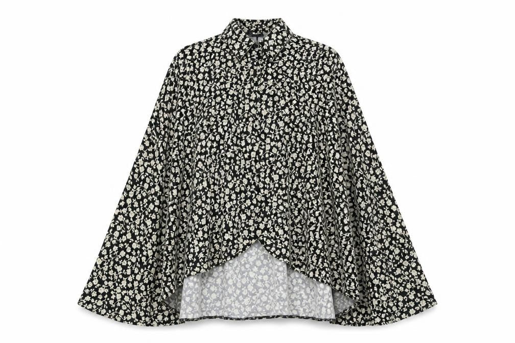 New Look Womens Black Floral  Cape Jumper Size 16
