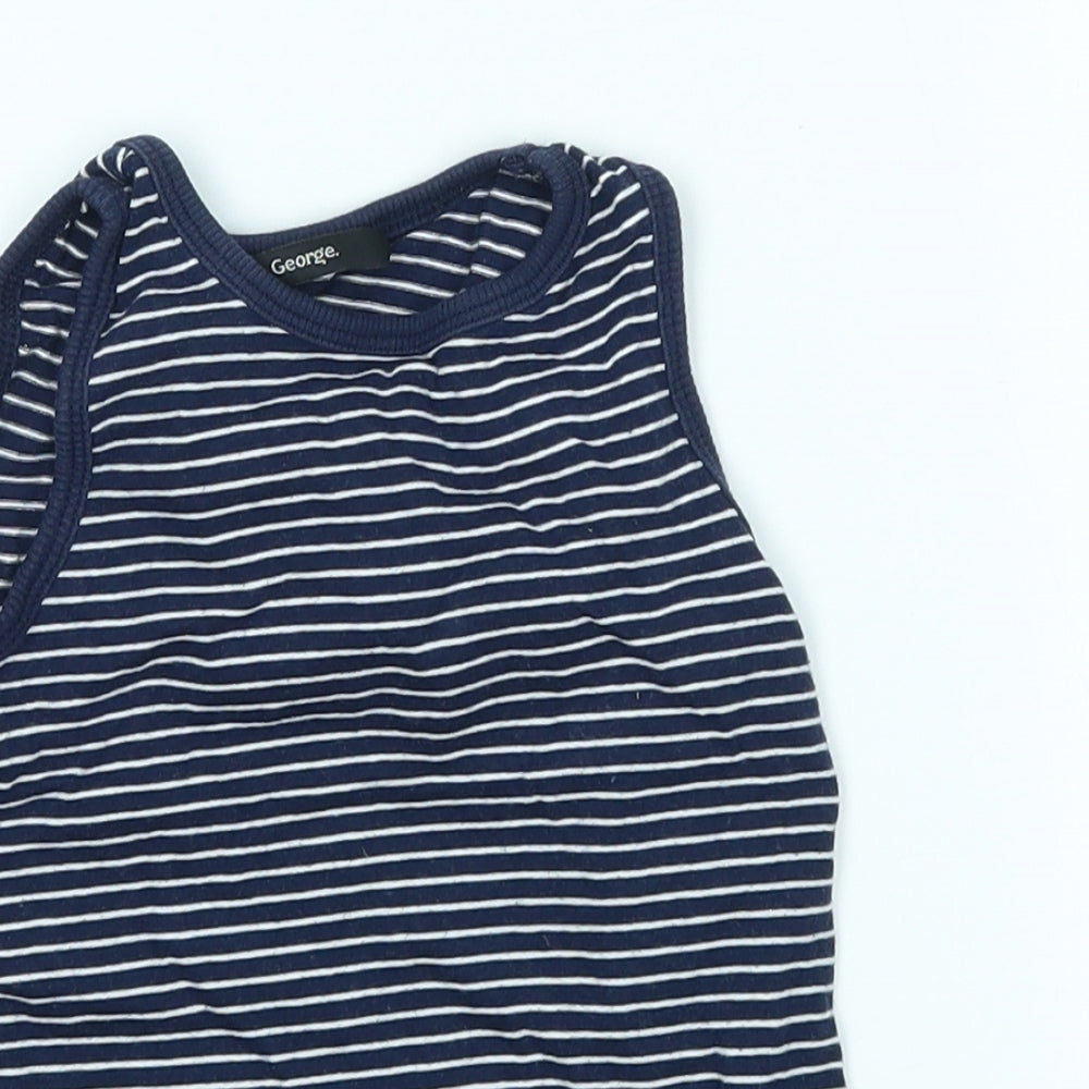 George Boys Blue Striped  Basic Tank Size 2-3 Years