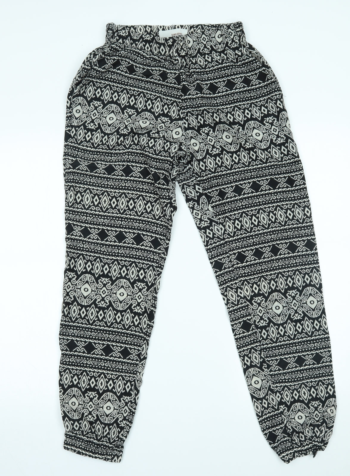 Sans Souci Womens Black Fair Isle  Trousers  Size S L27 in