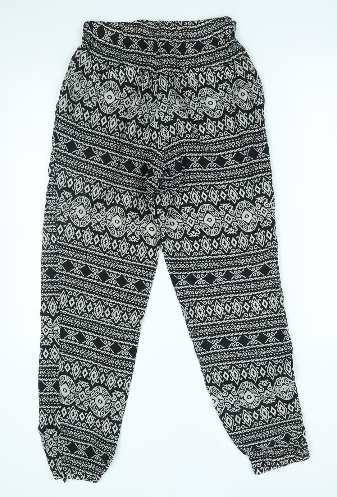 Sans Souci Womens Black Fair Isle  Trousers  Size S L27 in