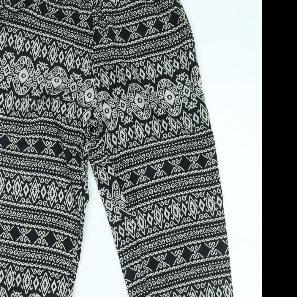 Sans Souci Womens Black Fair Isle  Trousers  Size S L27 in