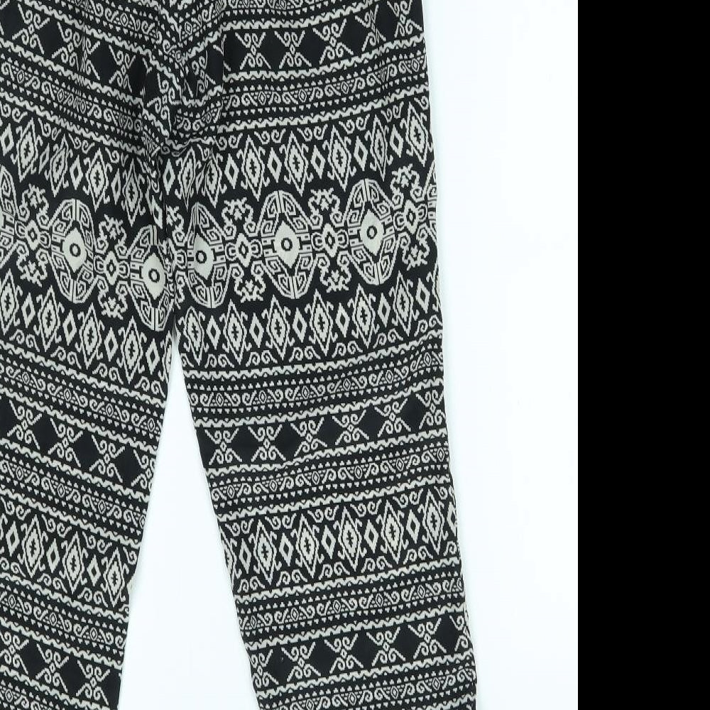 Sans Souci Womens Black Fair Isle  Trousers  Size S L27 in