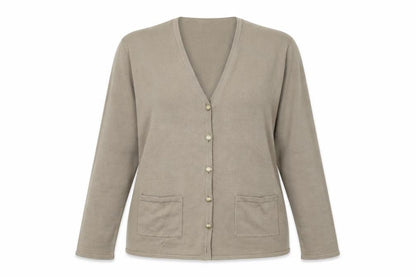 Front view of Gabriella Vicenza women’s beige cape jumper, size UK 14