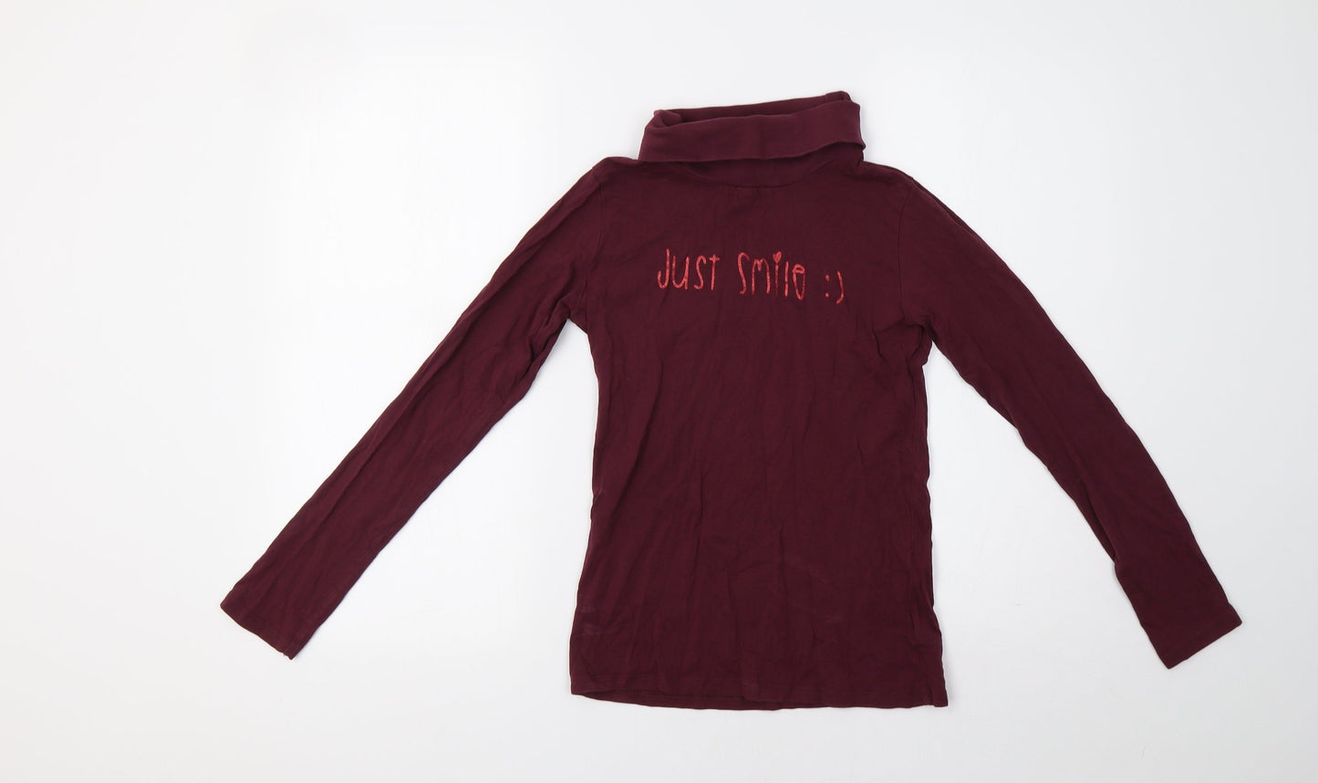 Vertbaudet Girls Purple   Basic T-Shirt Size 14 Years  - Smile