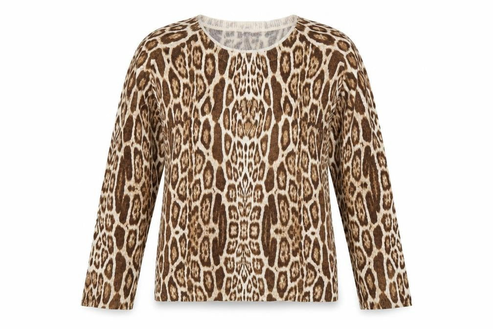 Klass Womens Brown Animal Print  Pullover Jumper Size M
