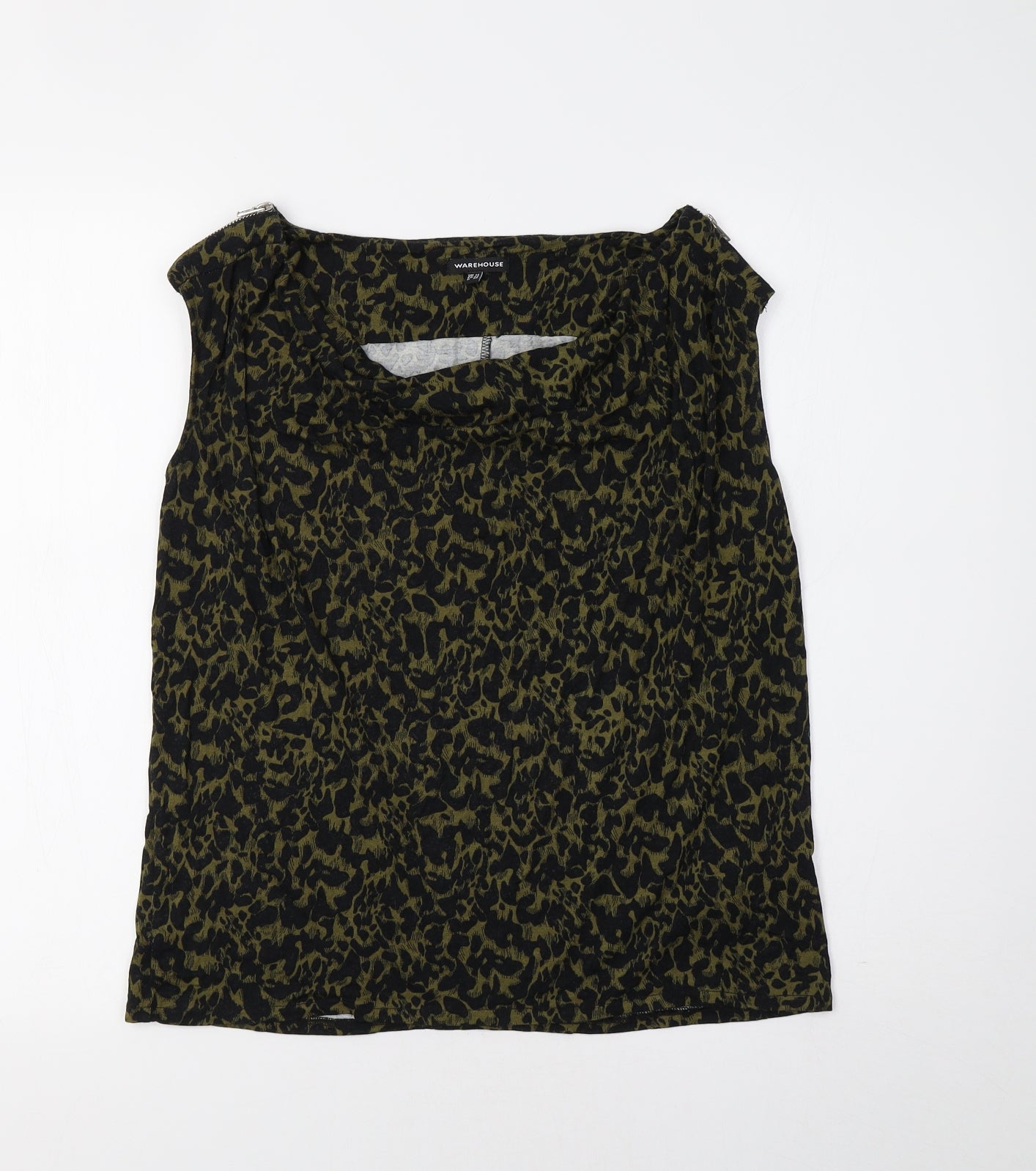 Warehouse Womens Green Animal Print  Basic Tank Size 14