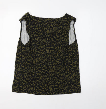 Warehouse Womens Green Animal Print  Basic Tank Size 14