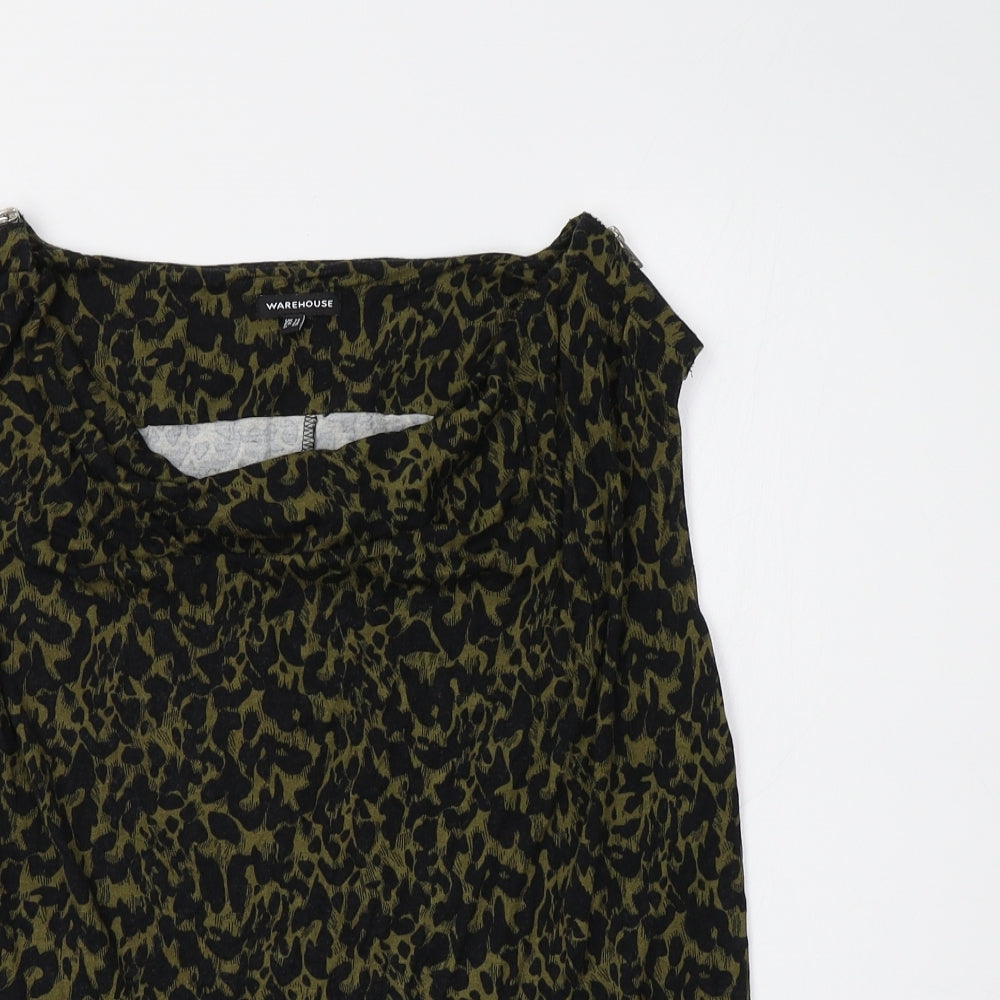 Warehouse Womens Green Animal Print  Basic Tank Size 14
