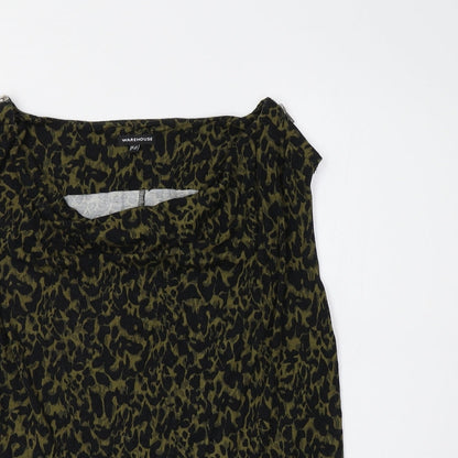 Warehouse Womens Green Animal Print  Basic Tank Size 14