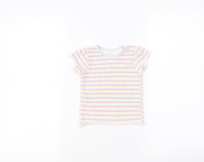 Additional front view of Primark Baby White Striped Basic T-Shirt, size 18-24, Months