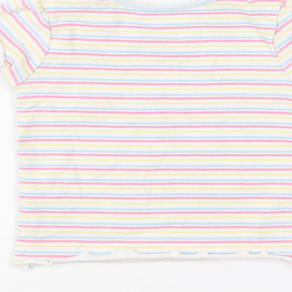Brand and care label for Primark Baby White Striped Basic T-Shirt, size 18-24, Months