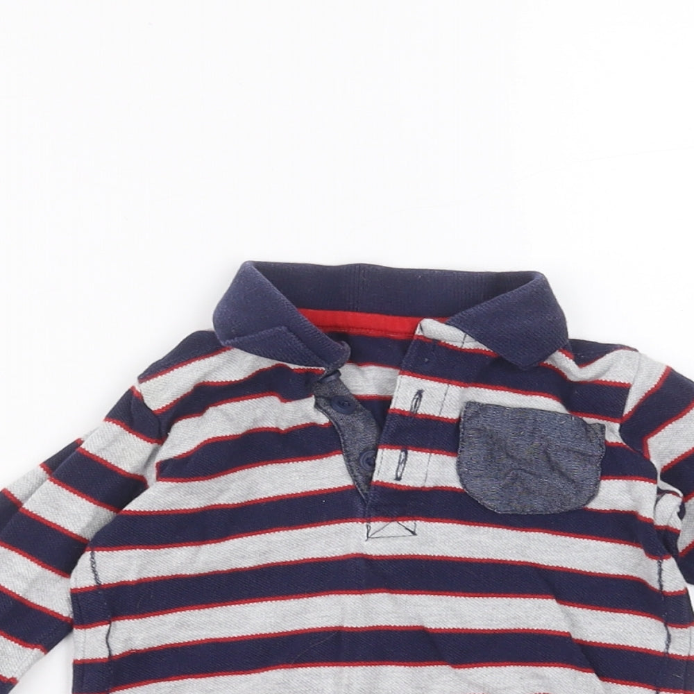 George Baby Grey Striped  Basic Polo Size 3-6 Months