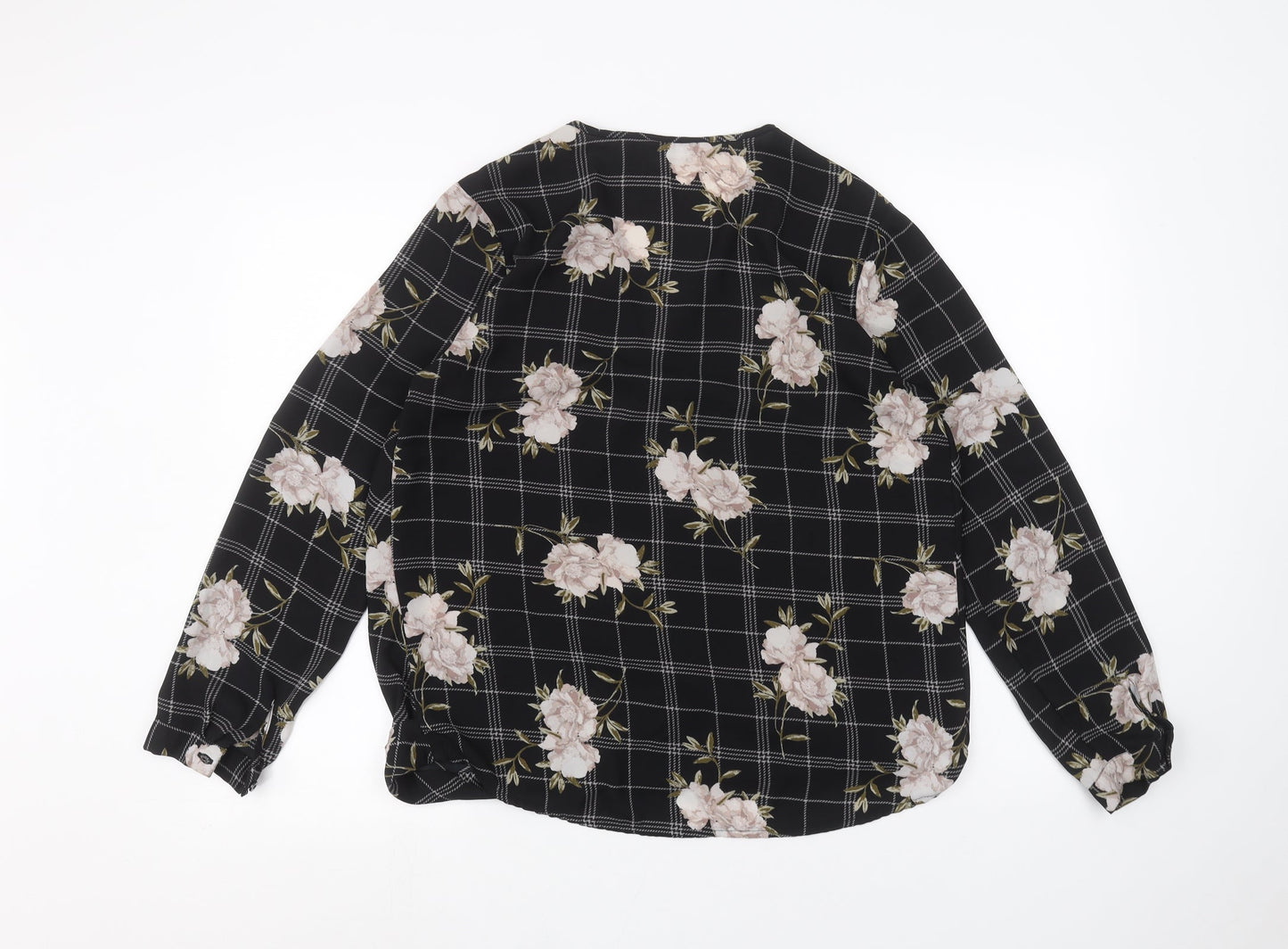 Anthology Womens Black Floral  Basic Blouse Size 12