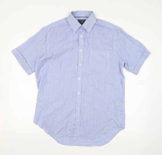 M&S Mens Blue Striped   Dress Shirt