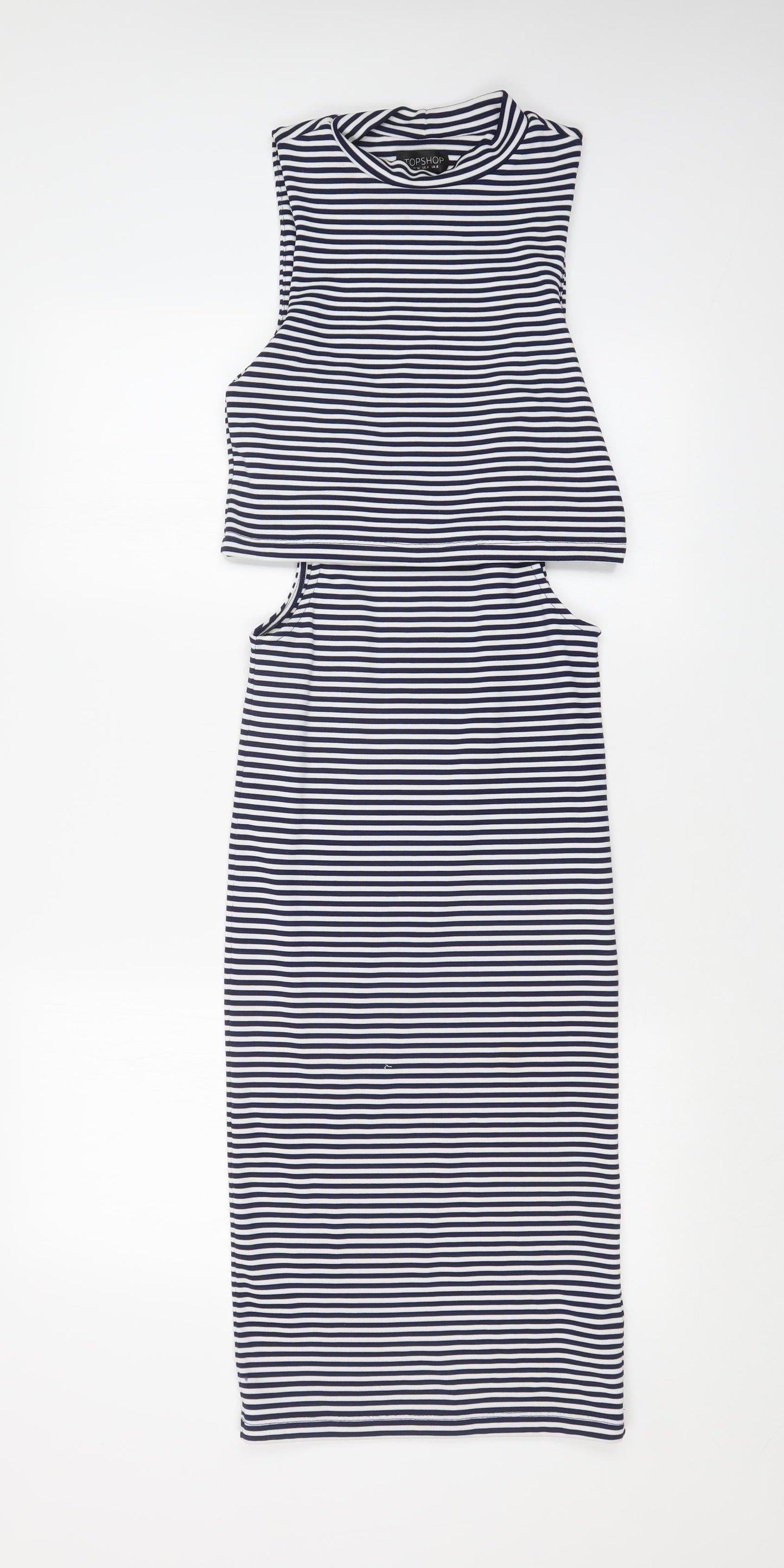 Topshop Womens Multicoloured Striped  Bodycon  Size 8