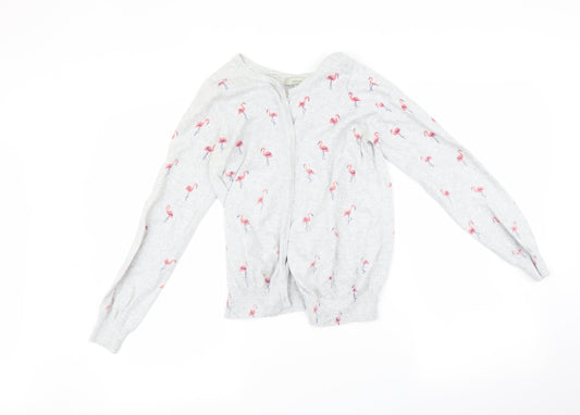 Atmosphere Womens Grey   Cardigan Jumper Size 10  - Flamingo print