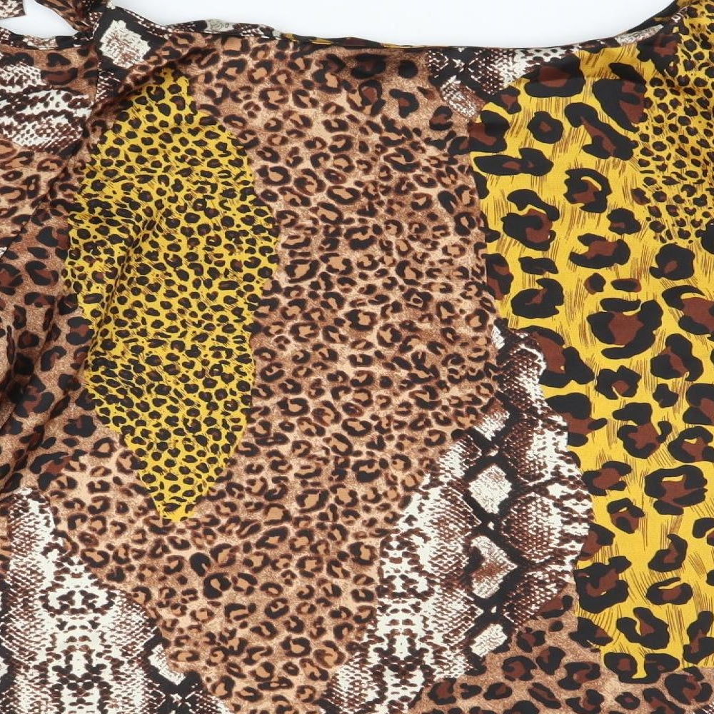 Quiz Womens Brown Animal Print  Basic Blouse Size 14