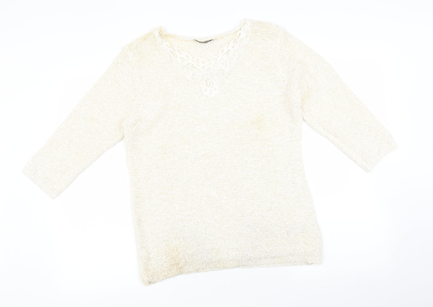 BM collections Womens White   Pullover Jumper Size M