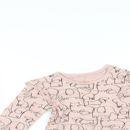 Close-up detail of Tu Baby Pink Animal Print Basic T-Shirt, size 12-18, Months