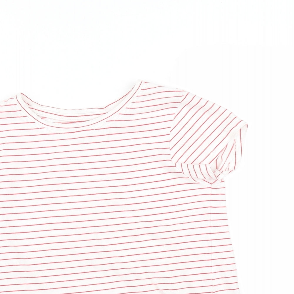 NEXT Girls Red Striped  Basic T-Shirt Size 8 Years