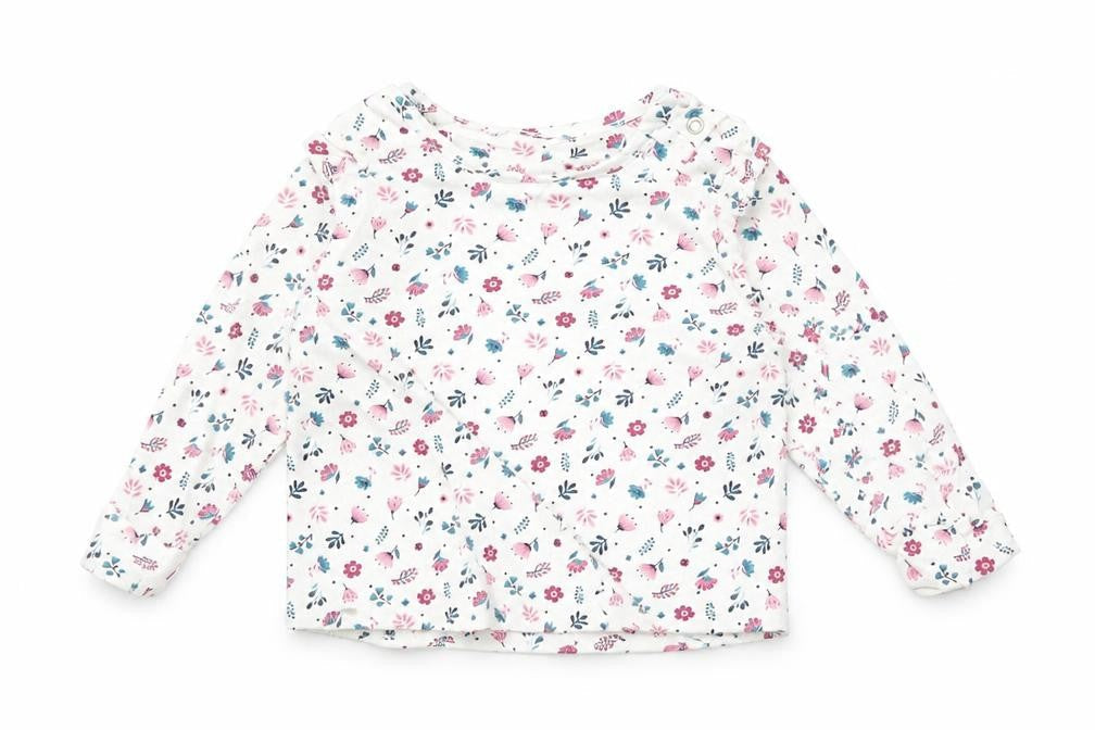 Nutmeg Baby White Floral  Basic T-Shirt Size 9-12 Months