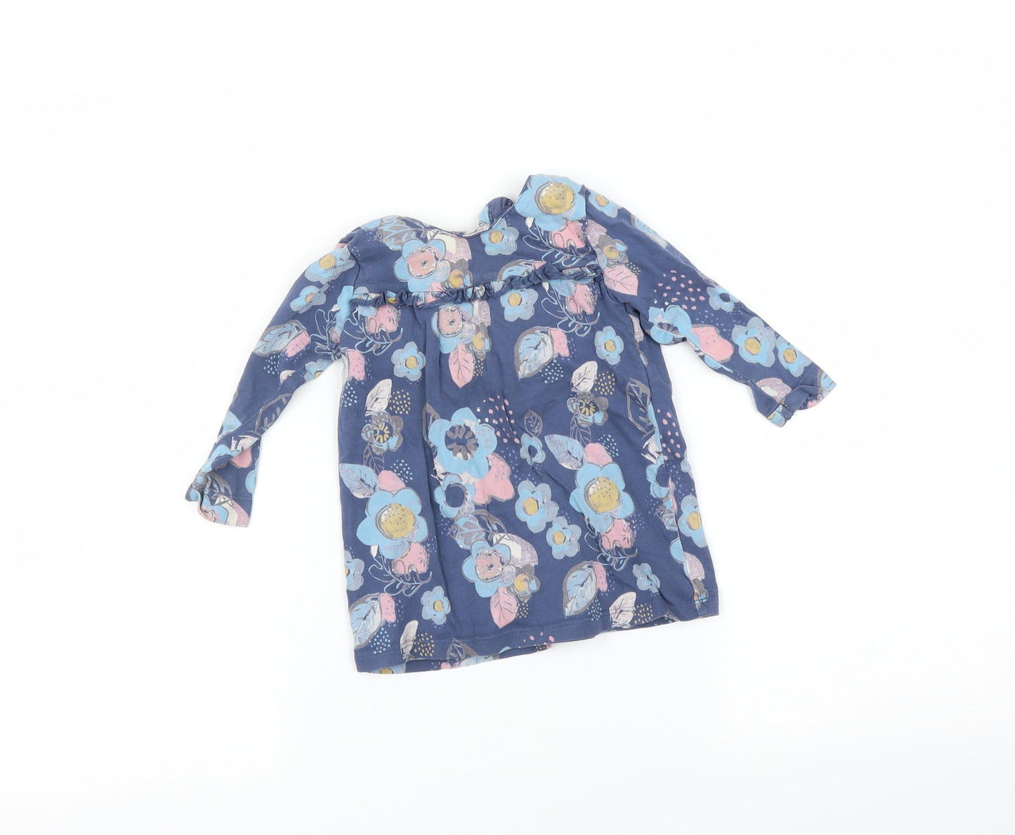 Marks and Spencer Baby Blue Floral  Basic T-Shirt Size 9-12 Months