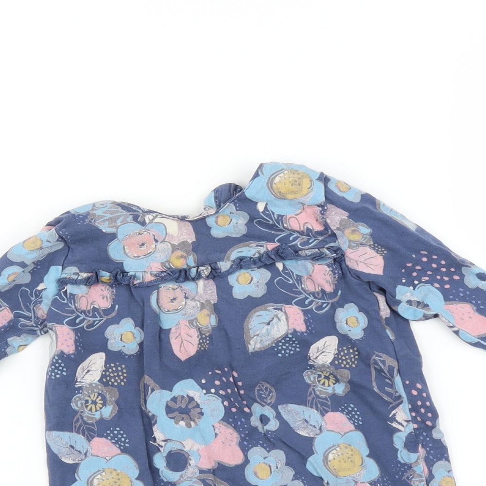 Marks and Spencer Baby Blue Floral  Basic T-Shirt Size 9-12 Months