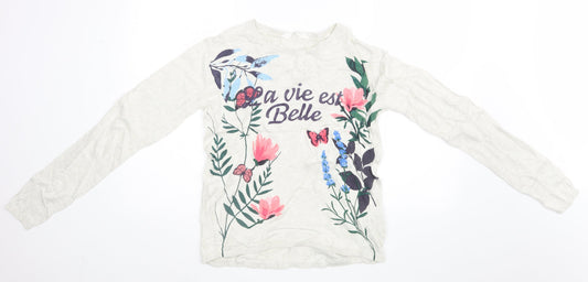 H&M Womens White Floral  Pullover Jumper