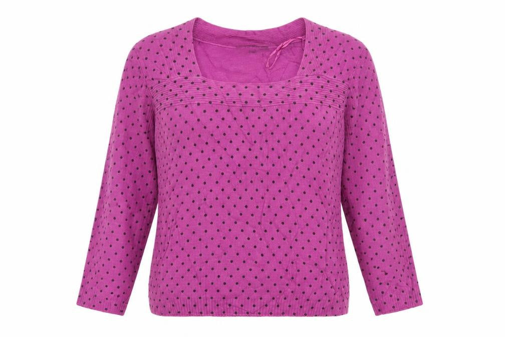 Touch Womens Pink Polka Dot  Pullover Jumper Size L