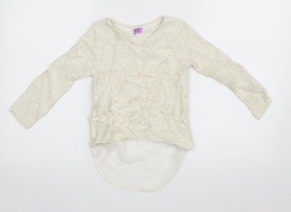 Additional front view of F&F girls’ white striped basic t-shirt, size 6-7, years