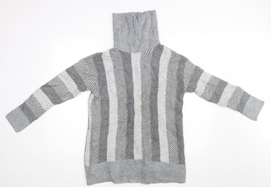 Papaya Womens Grey Striped  Pullover Jumper Size M
