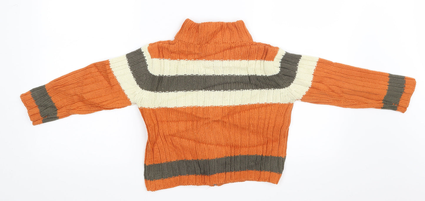 Nkd Boys Brown Striped  Full Zip Jumper
