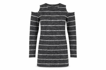 Trendy Womens Grey Striped  Pullover Jumper Size M