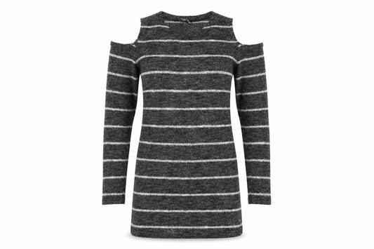 Trendy Womens Grey Striped  Pullover Jumper Size M