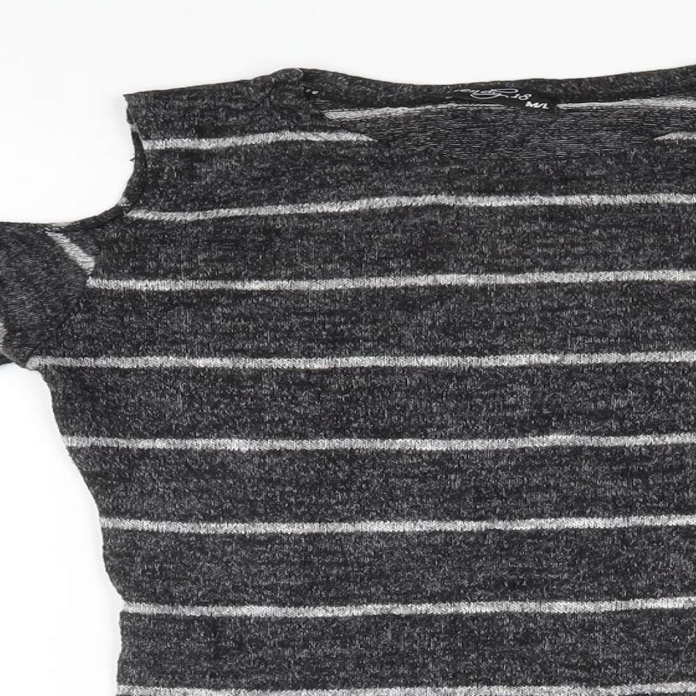 Trendy Womens Grey Striped  Pullover Jumper Size M