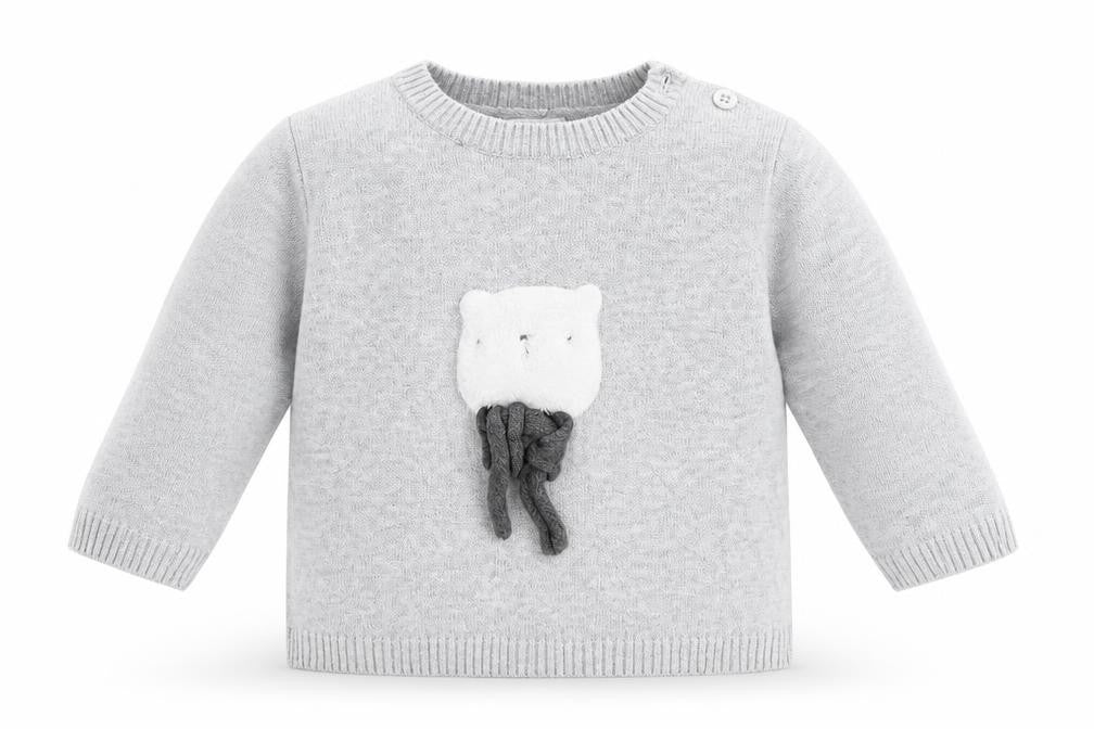 mamas & papas Baby Grey   Pullover Jumper Size 18-24 Months  - Bear