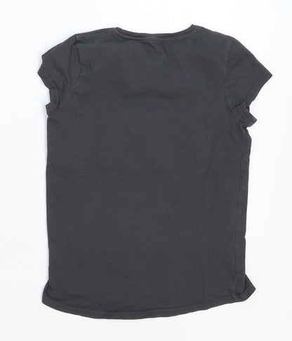 Back view of H&M girls’ grey basic t-shirt, size 9-10, years