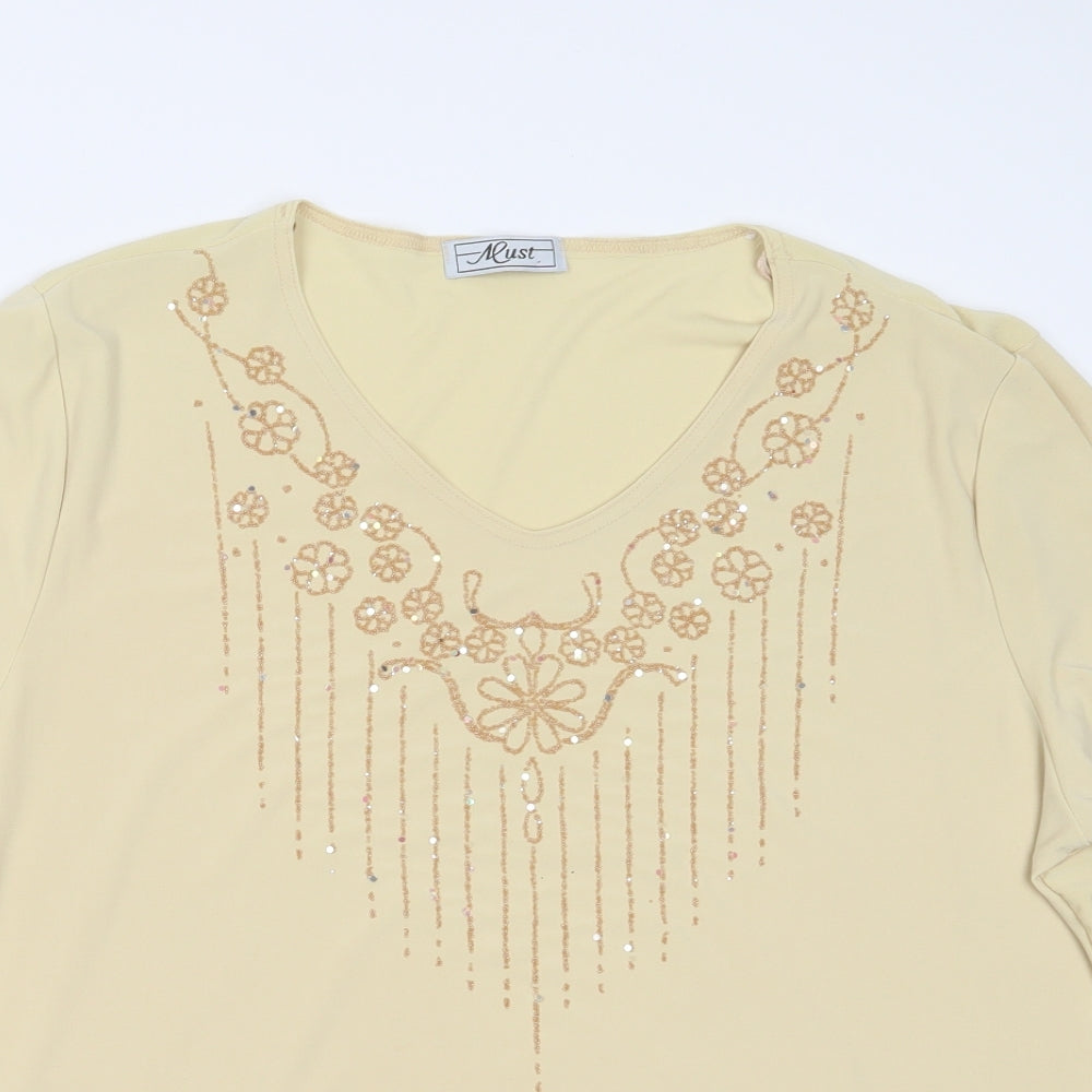ALUST Womens Beige   Basic Blouse Size 2XL