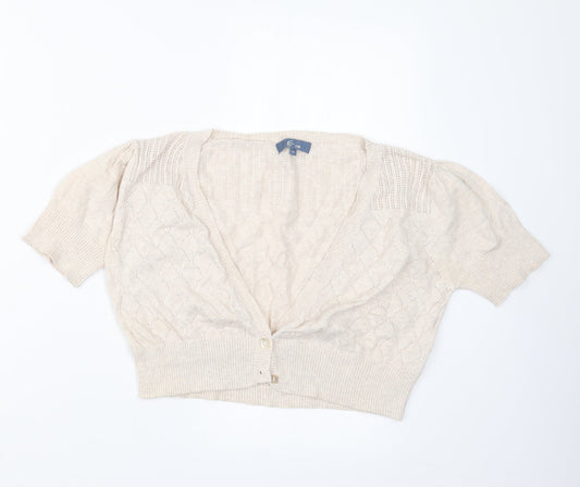 E-vie Womens Beige  Knit Cardigan Jumper Size 14