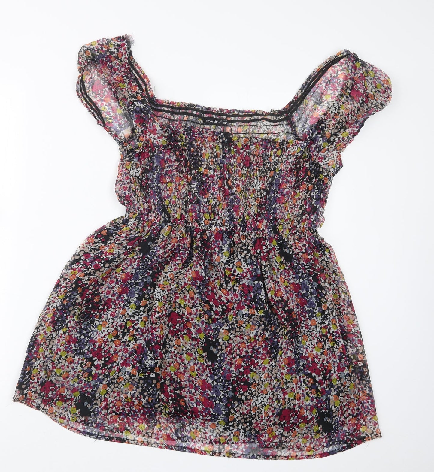 Atmosphere Womens Black Floral  Basic Blouse Size 14