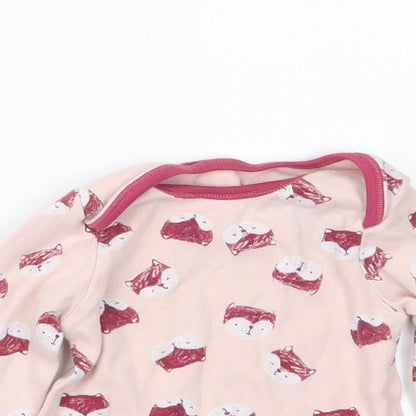 Close-up detail of Nutmeg girls’ pink geometric basic t-shirt, size 18-24, months