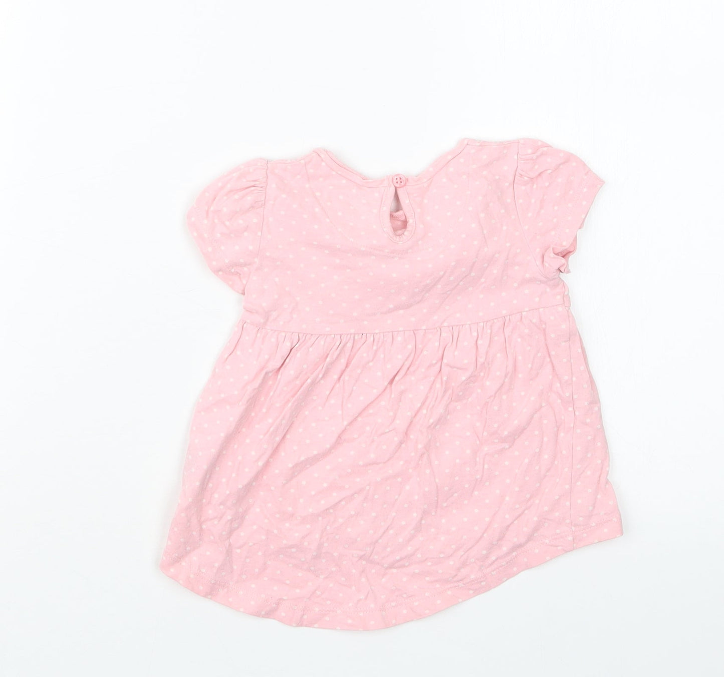 Mothercare Girls Pink Polka Dot  Basic T-Shirt Size 3-6 Months