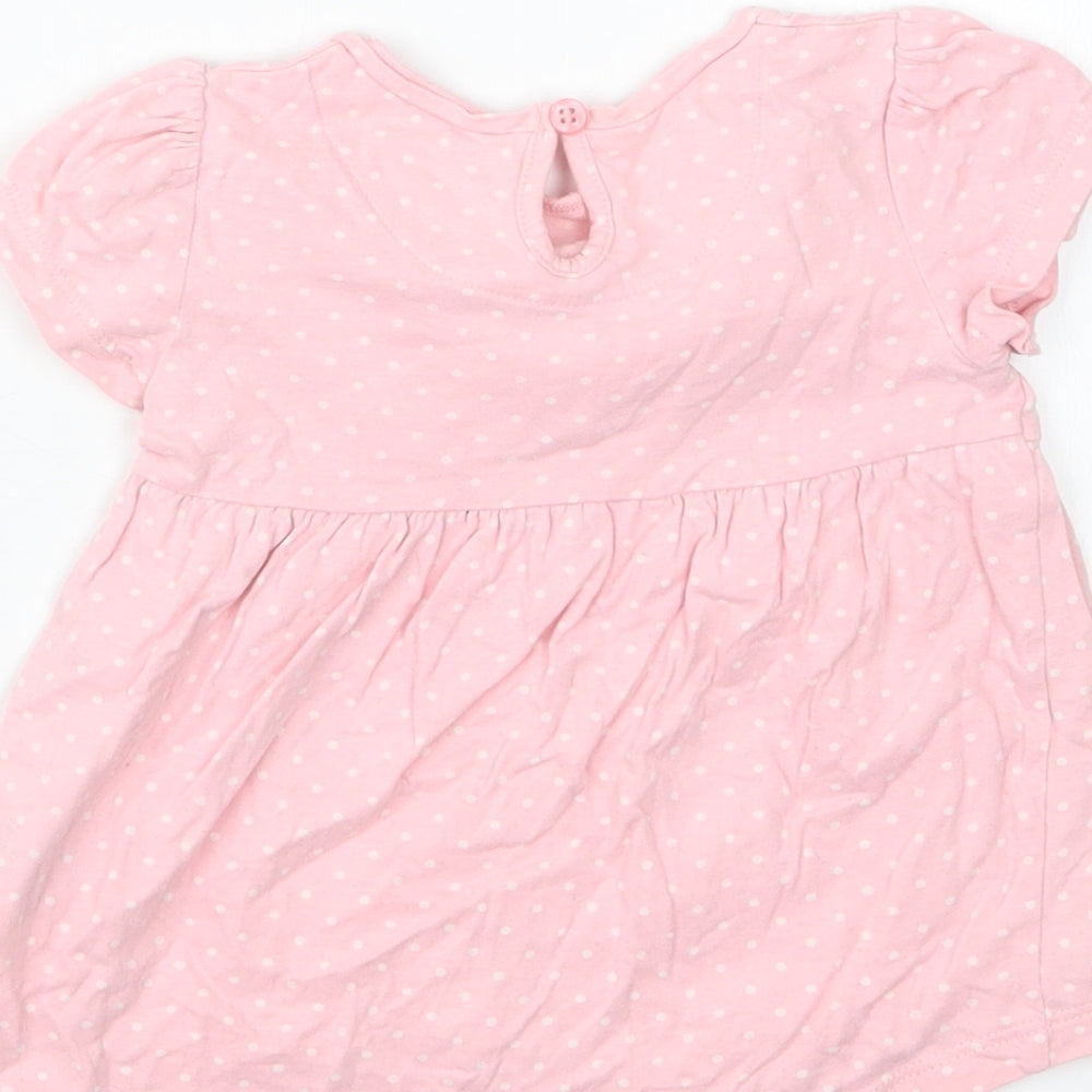 Mothercare Girls Pink Polka Dot  Basic T-Shirt Size 3-6 Months