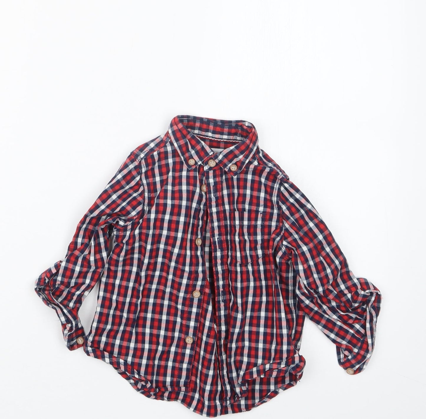 Mothercare Boys Blue Check  Basic Button-Up Size 12-18 Months