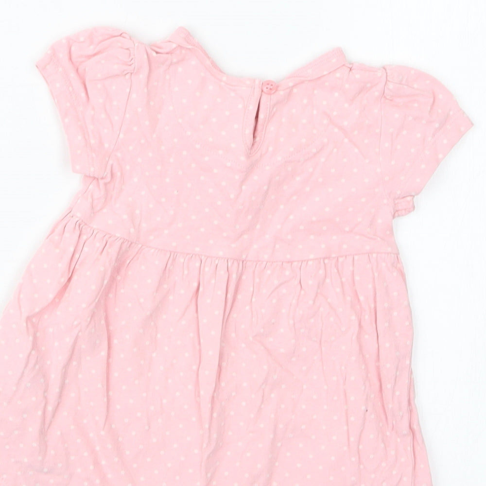 Mothercare Girls Pink Polka Dot  Basic T-Shirt Size 3-6 Months