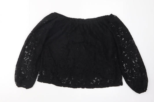 Hollister Womens Black  Lace Basic Blouse Size S